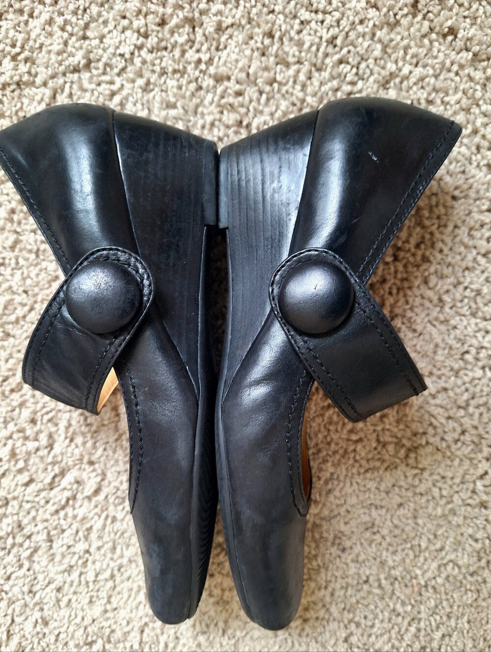 ECCO Black Leather Mary Janes Comfortable Wedge Pumps Heels Womens Size 7.5 38 - Picture 6 of 10